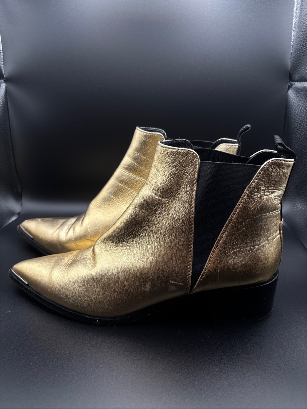 Acne Metallic Gold Pointed-Toe Chelsea Booties - Picture 4 of 10